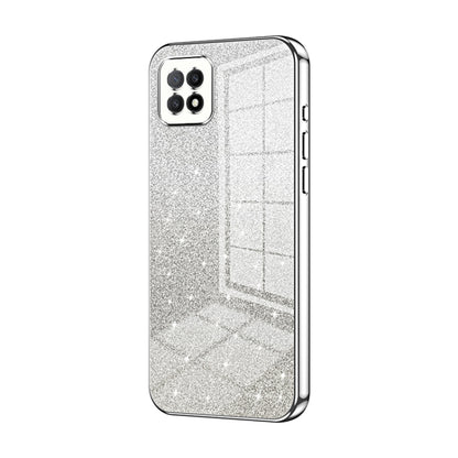 For OPPO A72 5G / A73 5G Gradient Glitter Powder Electroplated Phone Case(Silver) - OPPO Cases by buy2fix | Online Shopping UK | buy2fix