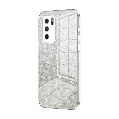 For OPPO Reno6 Pro Indian  Gradient Glitter Powder Electroplated Phone Case(Transparent) - OPPO Cases by buy2fix | Online Shopping UK | buy2fix