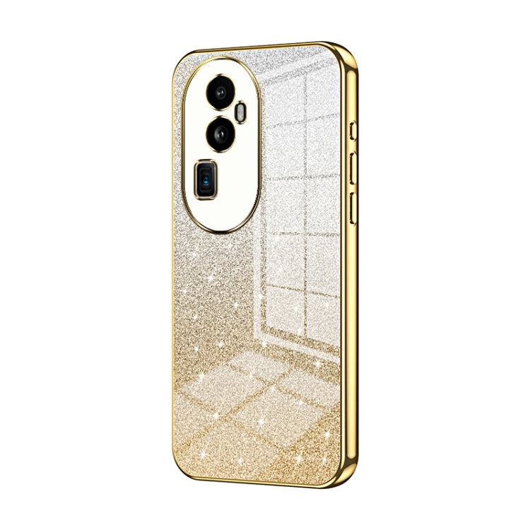 For OPPO Reno10 Pro+ Gradient Glitter Powder Electroplated Phone Case(Gold) - OPPO Cases by buy2fix | Online Shopping UK | buy2fix