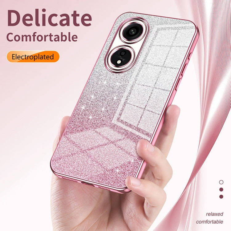 For OPPO A36 / A76 / A96 4G Global Gradient Glitter Powder Electroplated Phone Case(Silver) - OPPO Cases by buy2fix | Online Shopping UK | buy2fix