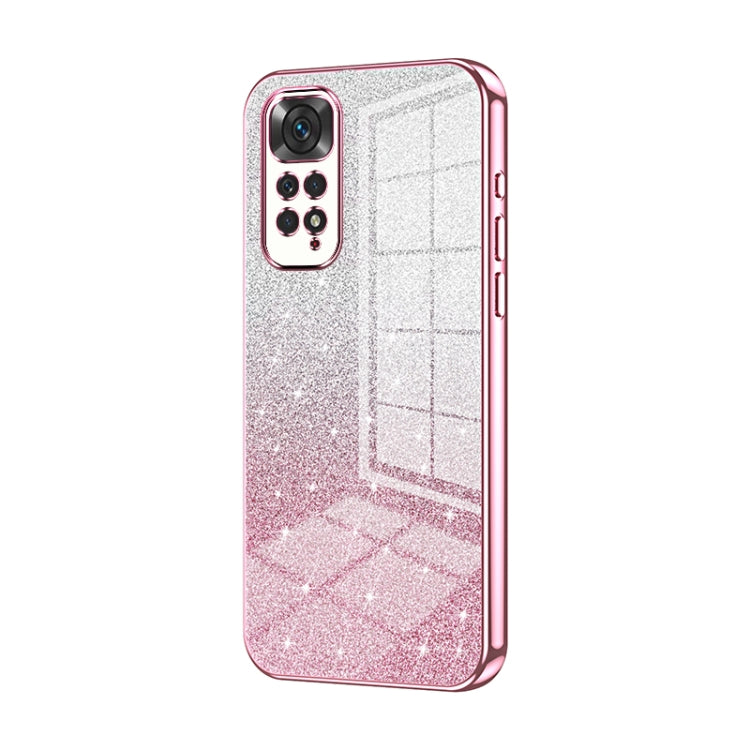 For Xiaomi Redmi Note 11 Global / Note 11S Gradient Glitter Powder Electroplated Phone Case(Pink) - Xiaomi Cases by buy2fix | Online Shopping UK | buy2fix