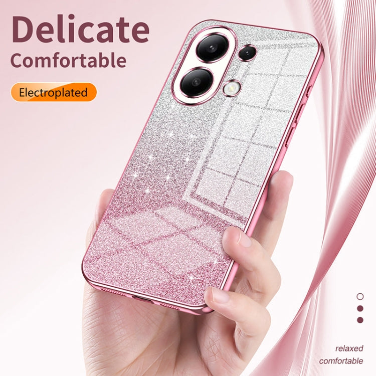 For Xiaomi Redmi Note 13 4G Gradient Glitter Powder Electroplated Phone Case(Pink) - Note 13 Cases by buy2fix | Online Shopping UK | buy2fix