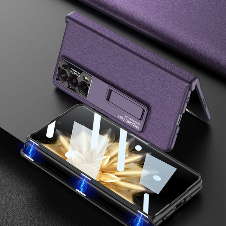 For Honor Magic V2 GKK Integrated Magnetic Hinge Flip Leather Phone Case with Holder(Black) - Honor Cases by GKK | Online Shopping UK | buy2fix