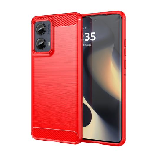 For Motorola Edge 2024 Brushed Texture Carbon Fiber TPU Phone Case(Red) - Motorola Cases by buy2fix | Online Shopping UK | buy2fix