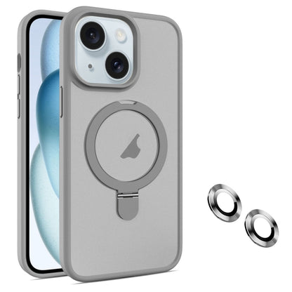 For iPhone 15 Plus MagSafe Magnetic Holder Phone Case(Grey) - iPhone 15 Plus Cases by buy2fix | Online Shopping UK | buy2fix