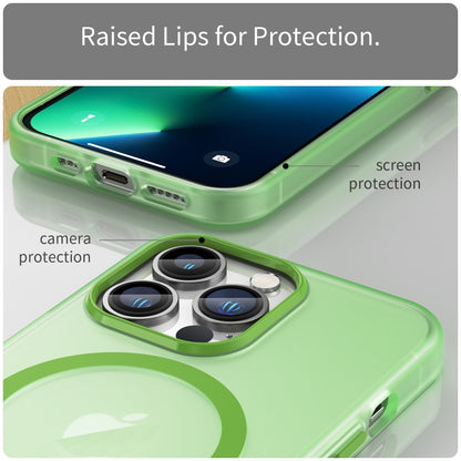 For iPhone 13 Pro MagSafe Frosted Translucent TPU + PC Full Coverage Phone Case(Green) - iPhone 13 Pro Cases by buy2fix | Online Shopping UK | buy2fix