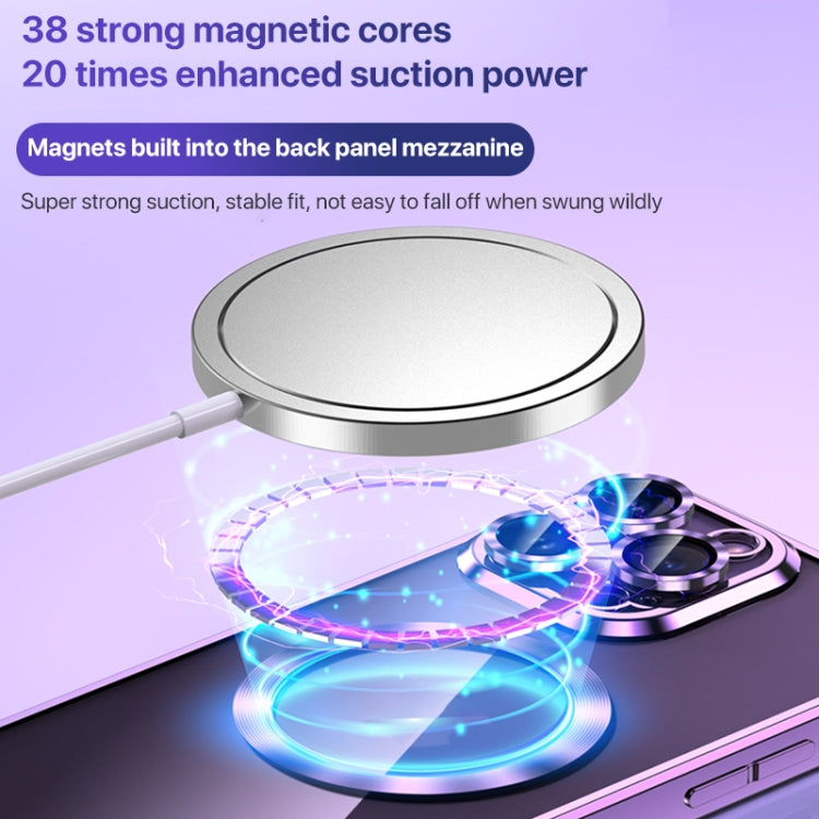 For iPhone 12 Pro MagSafe CD Texture Metal Lens Frame Full Coverage Phone Case(Blue) - iPhone 12 / 12 Pro Cases by buy2fix | Online Shopping UK | buy2fix