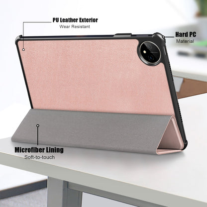 For Huawei MatePad Pro 11 2024 / 2022 Custer Pure Color 3-Fold Smart Leather Tablet Case(Rose Gold) - Huawei by buy2fix | Online Shopping UK | buy2fix