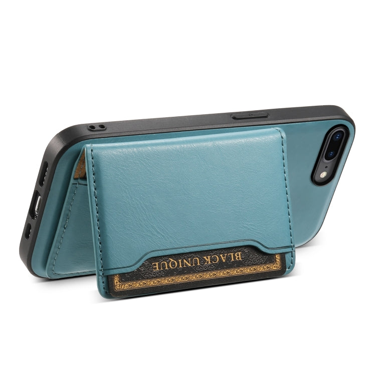 For iPhone 8 Plus/7 Plus Denior Cowhide Texture Leather MagSafe Detachable Wallet Phone Case(Blue) - More iPhone Cases by Denior | Online Shopping UK | buy2fix