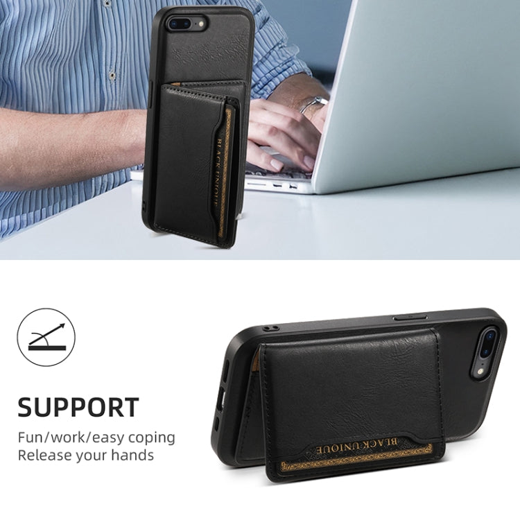 For iPhone 8 Plus/7 Plus Denior Cowhide Texture Leather MagSafe Detachable Wallet Phone Case(Black) - More iPhone Cases by Denior | Online Shopping UK | buy2fix