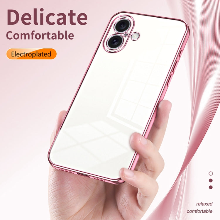 For iPhone 16 Transparent Plating Fine Hole Phone Case(Transparent) - iPhone 16 Cases by buy2fix | Online Shopping UK | buy2fix