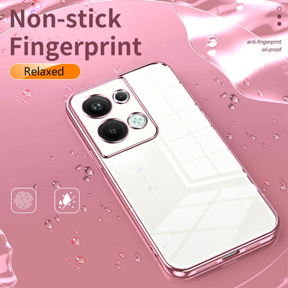 For OPPO Reno9 Pro+ Transparent Plating Fine Hole Phone Case(Purple) - OPPO Cases by buy2fix | Online Shopping UK | buy2fix