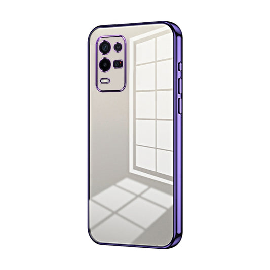 For OPPO K9x Transparent Plating Fine Hole Phone Case(Purple) - OPPO Cases by buy2fix | Online Shopping UK | buy2fix