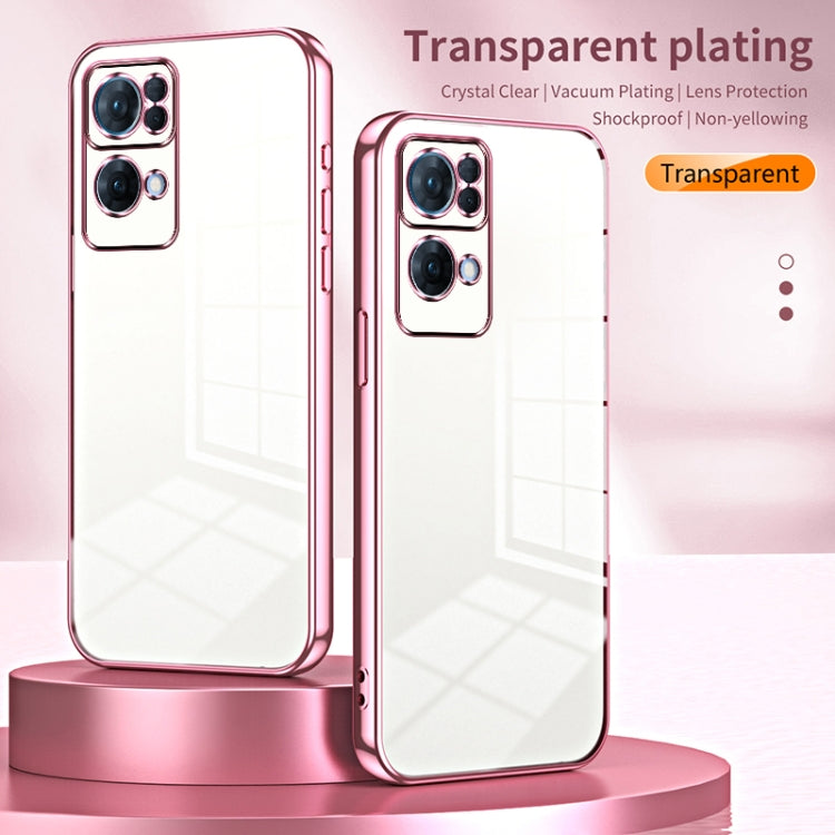 For OPPO Reno7 Pro Transparent Plating Fine Hole Phone Case(Green) - OPPO Cases by buy2fix | Online Shopping UK | buy2fix