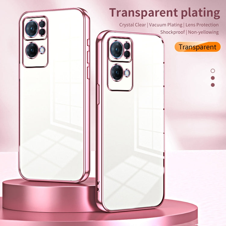 For OPPO Reno7 Pro Transparent Plating Fine Hole Phone Case(Black) - OPPO Cases by buy2fix | Online Shopping UK | buy2fix
