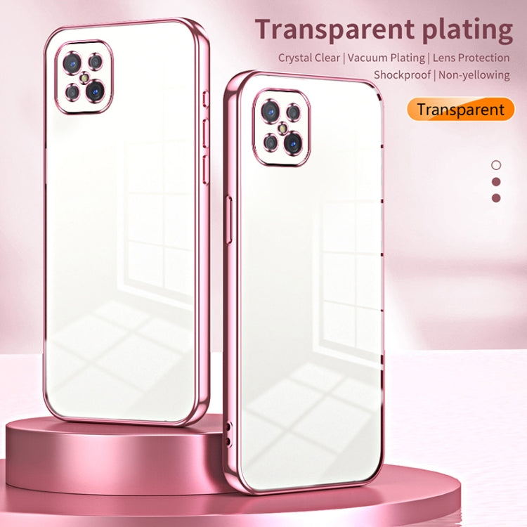 For OPPO A92s / Reno4 Z 5G Transparent Plating Fine Hole Phone Case(Pink) - OPPO Cases by buy2fix | Online Shopping UK | buy2fix