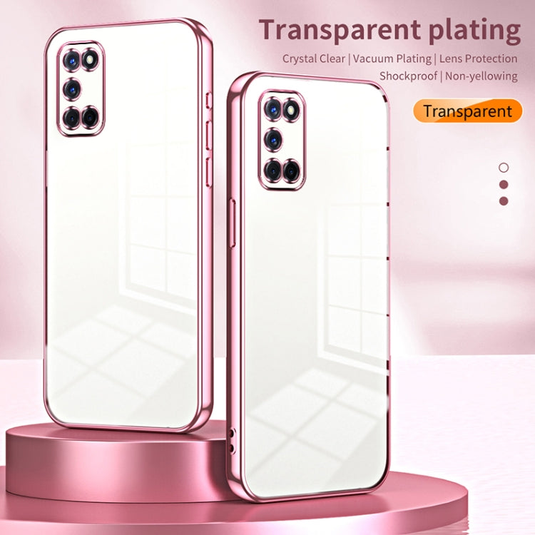For OPPO A52 / A72 / A92 Transparent Plating Fine Hole Phone Case(Blue) - OPPO Cases by buy2fix | Online Shopping UK | buy2fix