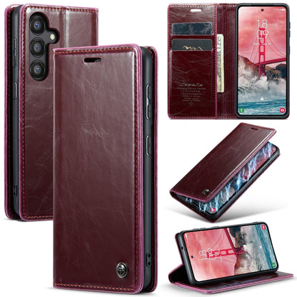 For Samsung Galaxy A55 5G CaseMe 003 Crazy Horse Texture Flip Leather Phone Case(Mulberry Red) - Galaxy Phone Cases by CaseMe | Online Shopping UK | buy2fix