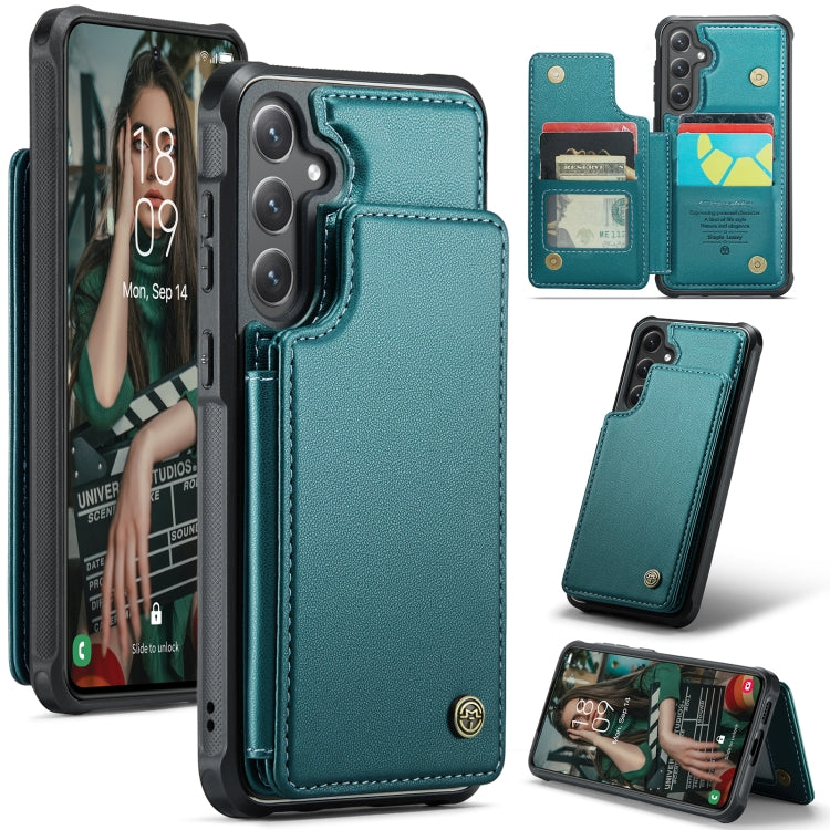 For Samsung Galaxy S24+ 5G CaseMe C22 PC+TPU Business Style RFID Anti-theft Leather Phone Case(Blue Green) - Galaxy S24+ 5G Cases by CaseMe | Online Shopping UK | buy2fix