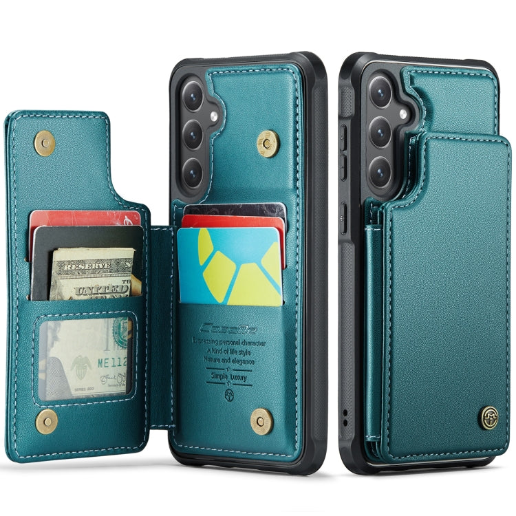 For Samsung Galaxy S24+ 5G CaseMe C22 PC+TPU Business Style RFID Anti-theft Leather Phone Case(Blue Green) - Galaxy S24+ 5G Cases by CaseMe | Online Shopping UK | buy2fix