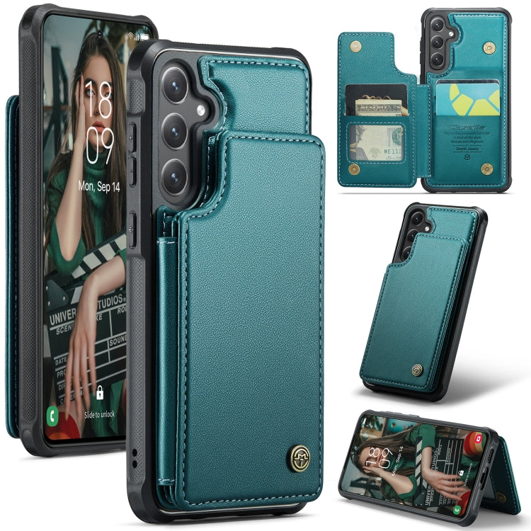 For Samsung Galaxy S24 5G CaseMe C22 PC+TPU Business Style RFID Anti-theft Leather Phone Case(Blue Green) - Galaxy S24 5G Cases by CaseMe | Online Shopping UK | buy2fix