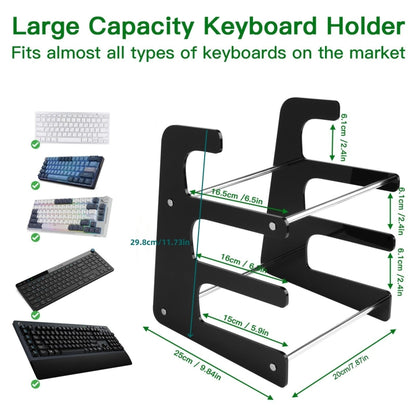 Acrylic Keyboard Storage Bracket Three Layer Keyboard Display Stand(Black) - Shelf & Hooks by buy2fix | Online Shopping UK | buy2fix