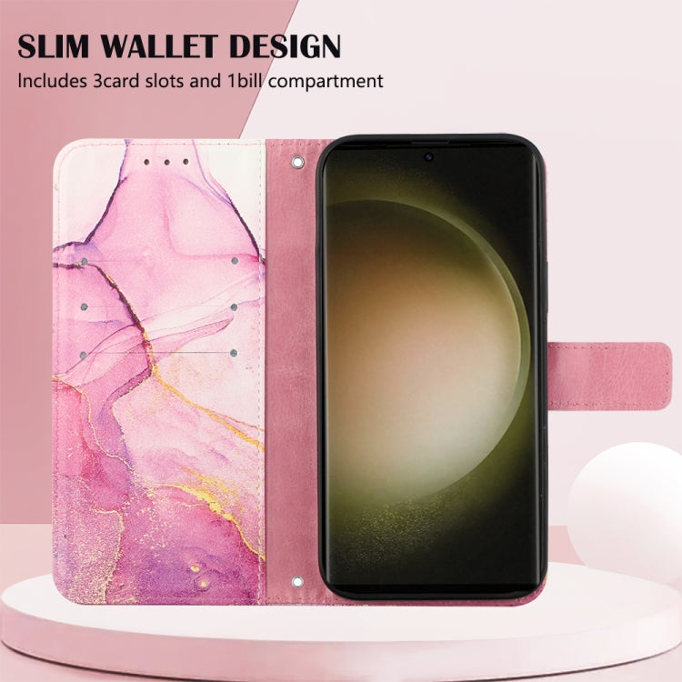 For Samsung Galaxy S24 Ultra 5G PT003 Marble Pattern Flip Leather Phone Case(Pink Purple Gold) - Galaxy S24 Ultra 5G Cases by buy2fix | Online Shopping UK | buy2fix