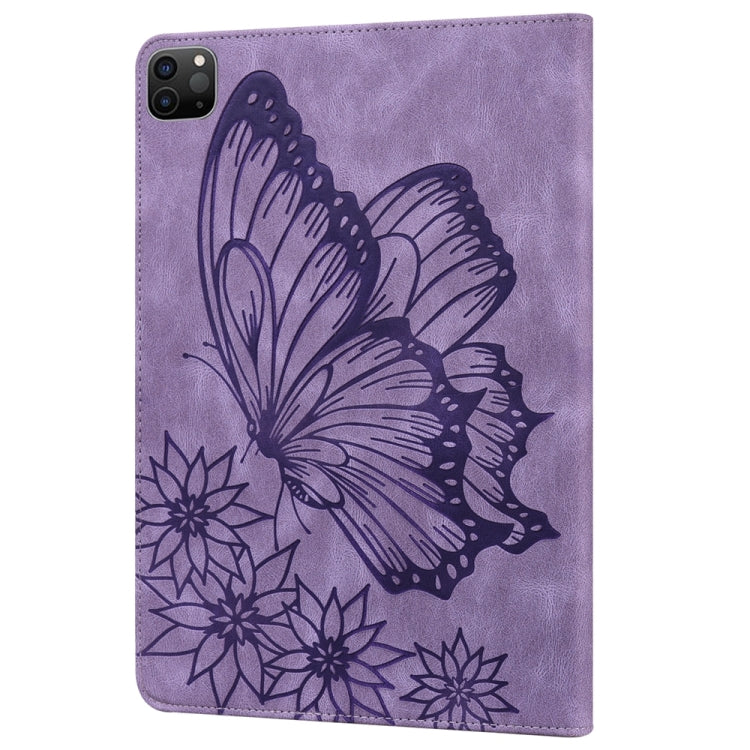 For iPad Pro 11 2024 Big Butterfly Embossed Leather Tablet Case(Purple) - iPad Pro 11 2024 Cases by buy2fix | Online Shopping UK | buy2fix