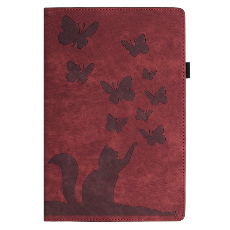 For iPad Pro 12.9 2022 / Air 13 2024 Butterfly Cat Embossing Leather Tablet Case(Red) - iPad Pro 12.9 (2022/2021) Cases by buy2fix | Online Shopping UK | buy2fix