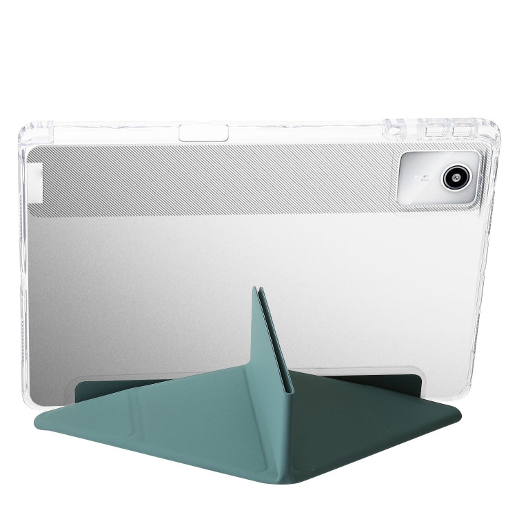 For Lenovo Tab M11 /Xiaoxin Pad 11 2024 Clear Acrylic Deformation Leather Tablet Case(Deep Green) - Lenovo by buy2fix | Online Shopping UK | buy2fix