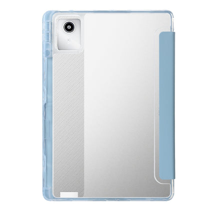 For Lenovo Tab M11 /Xiaoxin Pad 11 2024 Clear Acrylic 3-Fold Leather Tablet Case(Ice Blue) - Lenovo by buy2fix | Online Shopping UK | buy2fix