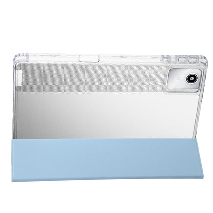 For Lenovo Tab M11 /Xiaoxin Pad 11 2024 Clear Acrylic 3-Fold Leather Tablet Case(Ice Blue) - Lenovo by buy2fix | Online Shopping UK | buy2fix