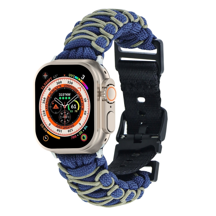 For Apple Watch Ultra 49mm Dual-layer Braided Paracord Buckle Watch Band(Navy Army Green) - Watch Bands by buy2fix | Online Shopping UK | buy2fix