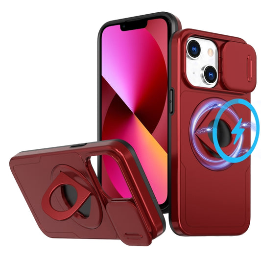 For iPhone 13 Camshield MagSafe Ring Holder Armor Phone Case(Red) - iPhone 13 Cases by buy2fix | Online Shopping UK | buy2fix