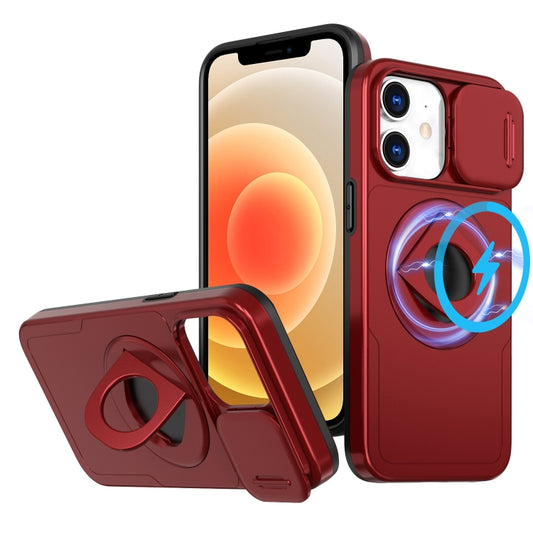 For iPhone 12 Camshield MagSafe Ring Holder Armor Phone Case(Red) - iPhone 12 / 12 Pro Cases by buy2fix | Online Shopping UK | buy2fix