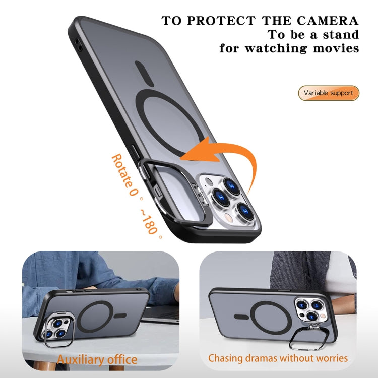 For iPhone 14 Pro Metal Invisible Camera Holder MagSafe Magnetic Phone Case(Black) - iPhone 14 Pro Cases by buy2fix | Online Shopping UK | buy2fix