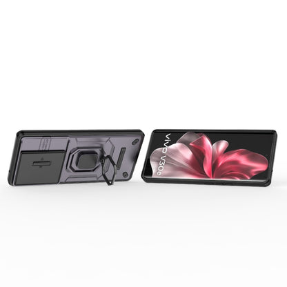 For vivo V30e 5G Global Sliding Camshield TPU + PC Shockproof Phone Case with Holder(Black) - vivo Cases by buy2fix | Online Shopping UK | buy2fix