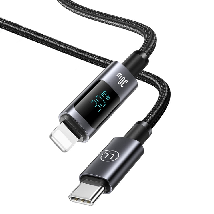 USAMS US-SJ672 Type-C To 8 Pin 30W Fast Charge Digital Display Data Cable, Length: 1.2m(Black) - 2 in 1 Cable by USAMS | Online Shopping UK | buy2fix