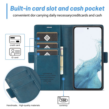 For Samsung Galaxy S24 LC.IMEEKE Skin-friendly Card Slots Leather Phone Case(Blue) - Galaxy S24 5G Cases by LC.IMEEKE | Online Shopping UK | buy2fix