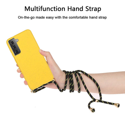 For Samsung Galaxy A15 5G Wheat Straw Material + TPU Phone Case with Lanyard(Yellow) - Galaxy Phone Cases by buy2fix | Online Shopping UK | buy2fix