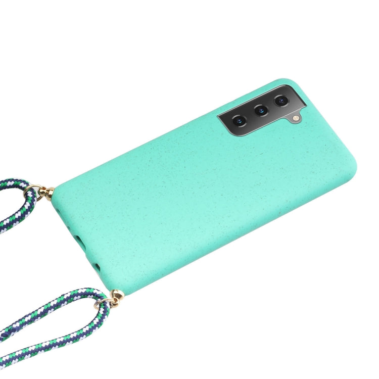 For Samsung Galaxy A55 5G Wheat Straw Material + TPU Phone Case with Lanyard(Green) - Galaxy Phone Cases by buy2fix | Online Shopping UK | buy2fix