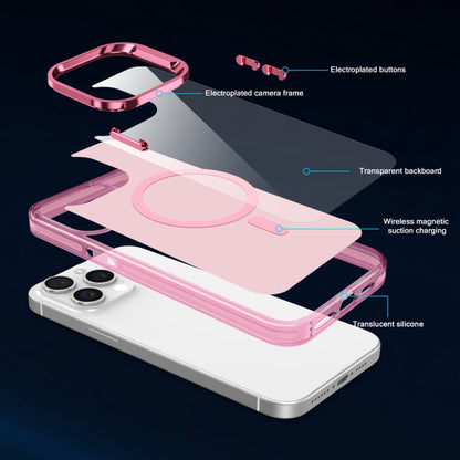 For iPhone 14 Pro Max Electroplated IMD Magsafe PC Hybrid TPU Phone Case(Pink) - iPhone 14 Pro Max Cases by buy2fix | Online Shopping UK | buy2fix