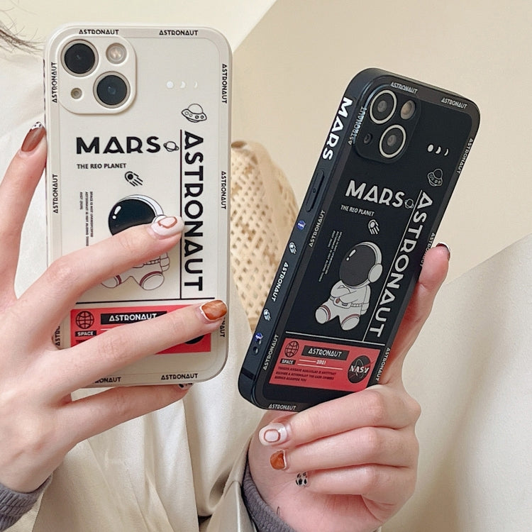 For iPhone 16 Pro Max Astronaut Pattern Silicone Straight Edge Phone Case(Lovely Astronaut-White) - iPhone 16 Pro Max Cases by buy2fix | Online Shopping UK | buy2fix