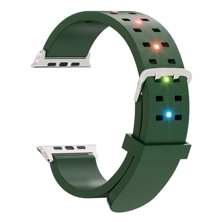 For Apple Watch Series 9 41mm Luminous Colorful Light Silicone Watch Band(Green) - Watch Bands by buy2fix | Online Shopping UK | buy2fix