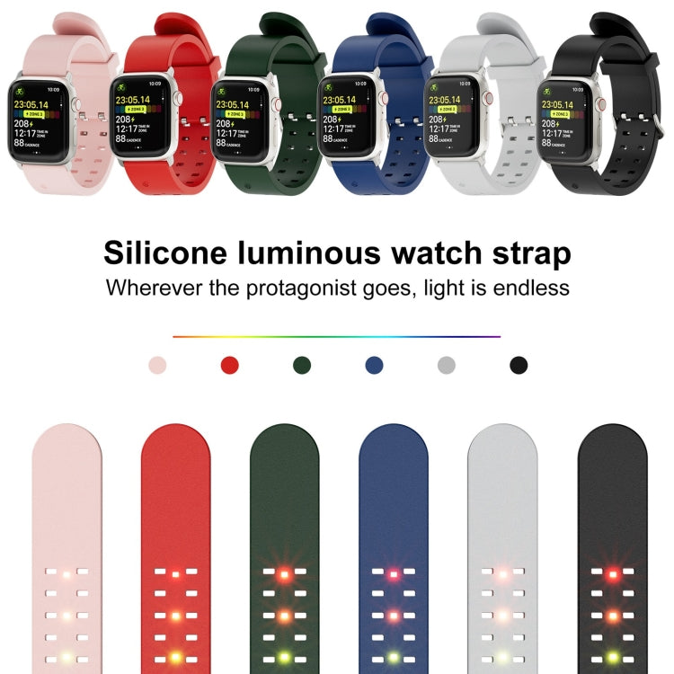 For Apple Watch Series 3 42mm Luminous Colorful Light Silicone Watch Band(Green) - Watch Bands by buy2fix | Online Shopping UK | buy2fix