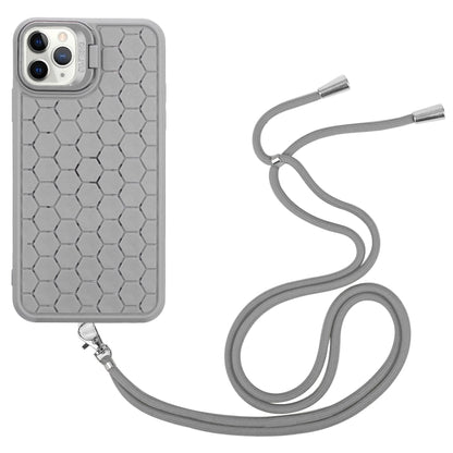 For iPhone 13 Pro Honeycomb Radiating Lens Holder Magsafe Phone Case with Lanyard(Grey) - iPhone 13 Pro Cases by buy2fix | Online Shopping UK | buy2fix