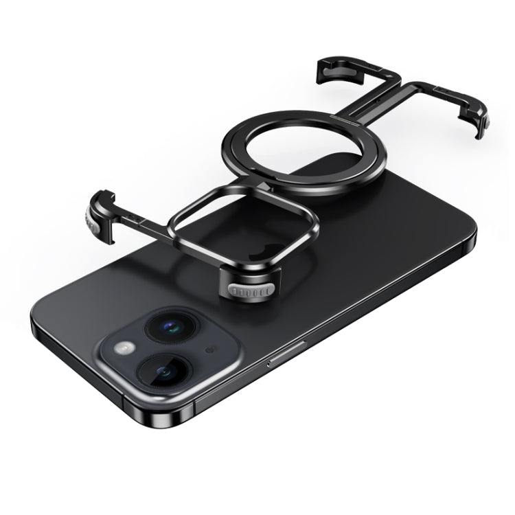 For iPhone 14 MagSafe Magnetic Frameless Holder Phone Case(Black) - iPhone 14 Cases by buy2fix | Online Shopping UK | buy2fix