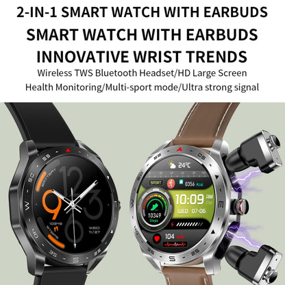 T95 1.52 inch BT5.0 Smart Sport Watch with Earbuds, Support Bluetooth Call / Blood Oxygen / Heart Rate / Blood Pressure Health Monitor(Silver) - Smart Watches by buy2fix | Online Shopping UK | buy2fix