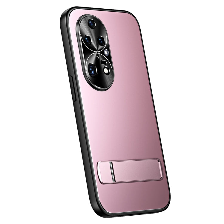 For Huawei P50 Pro R-JUST RJ-61 Electroplating Frosted TPU + PC Phone Case with Holder(Pink) - Huawei Cases by R-JUST | Online Shopping UK | buy2fix