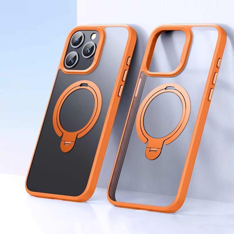For iPhone 13 Pro Max Double Ring MagSafe Magnetic Holder Phone Case(Matte Orange) - iPhone 13 Pro Max Cases by buy2fix | Online Shopping UK | buy2fix